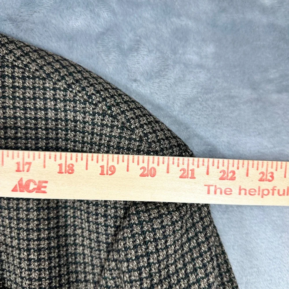 Hugo Boss Poseidon Blazer Mens 46R Brown Green Wool Micro Check Sport Coat